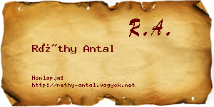 Réthy Antal névjegykártya